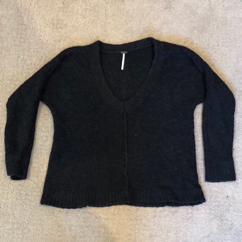 Black V-Neck Free People Sweater
